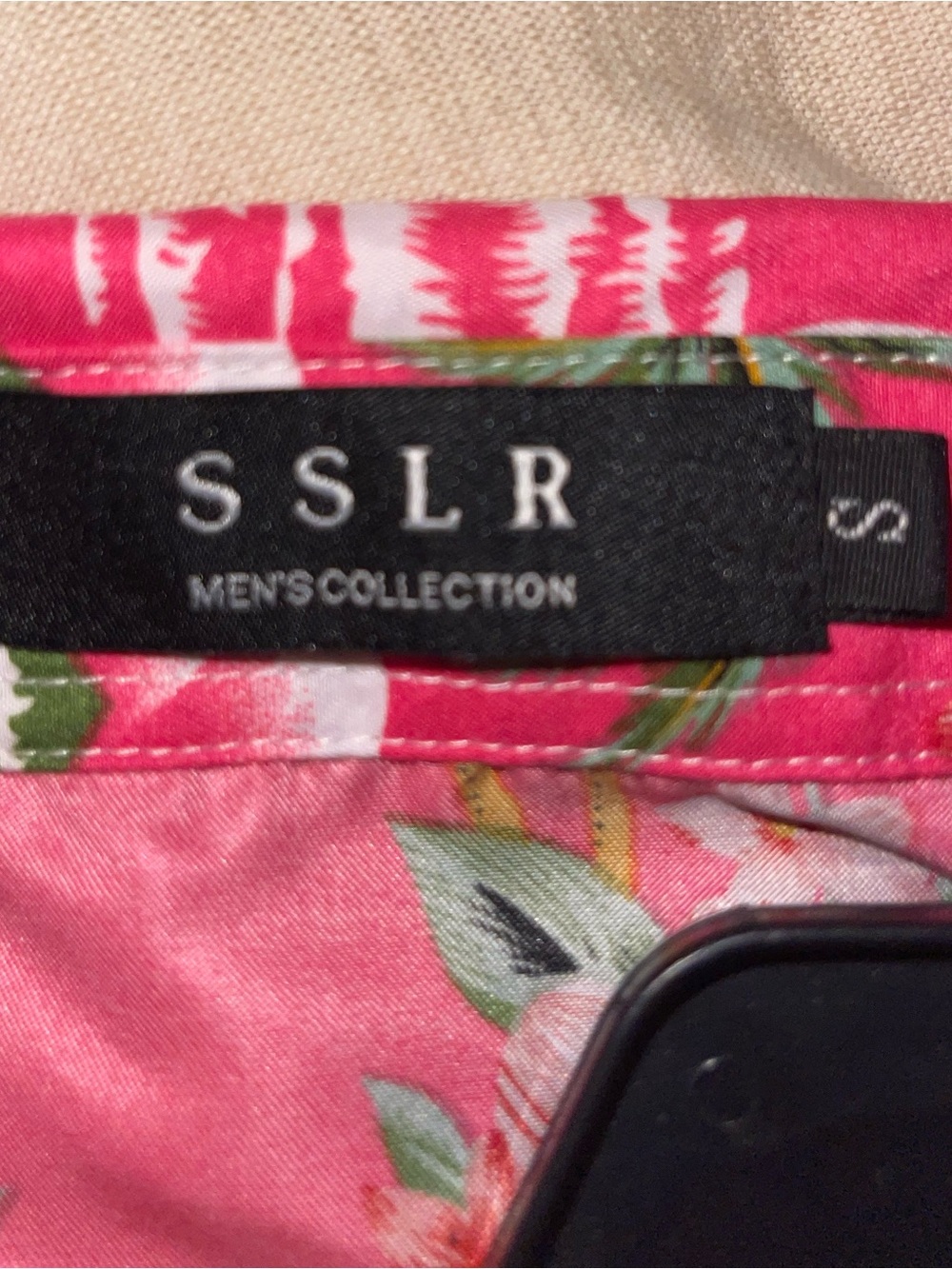 Men / Teen - Pink Tropical / Hawiian Print Short-Sleeve Shirt ( NEVER WORN ) - Picture 3 of 10